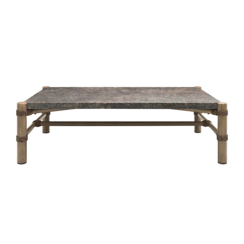 Table de centre Riviera - Pierre anthracite & aluminium satiné - Rectangle