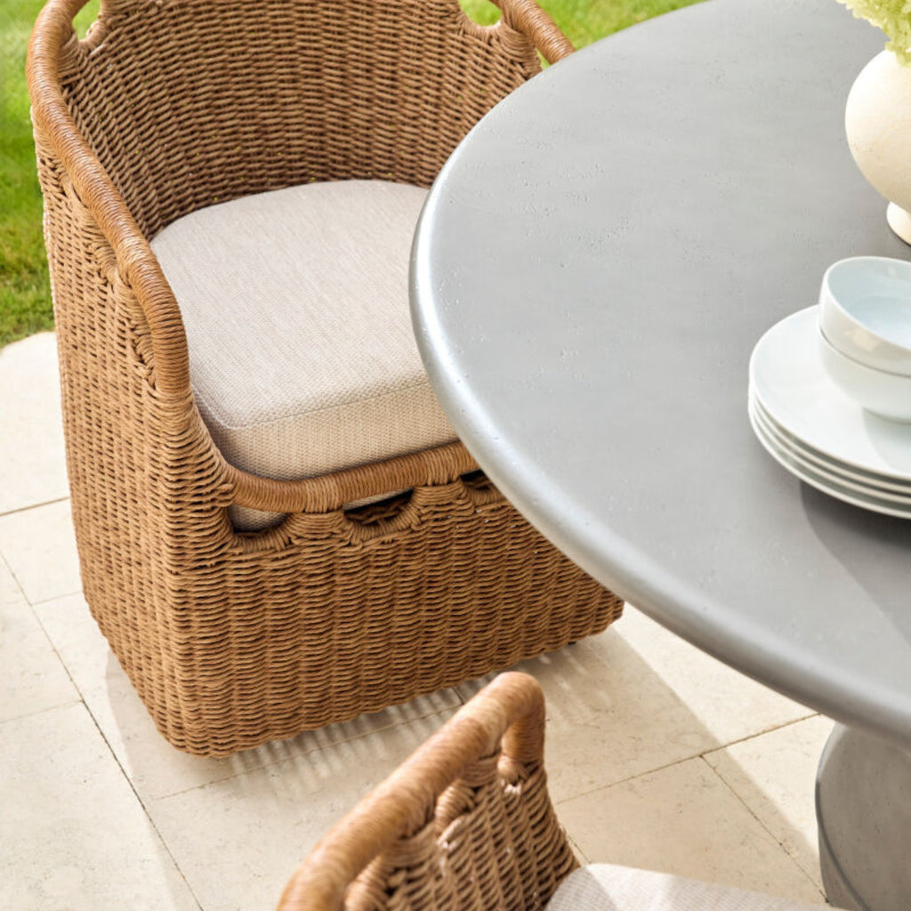 Chaise de salle à manger rivage - Rotin artisanal & aluminium satiné - vue 4