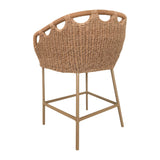 Tabouret de comptoir rivage - Rotin artisanal & aluminium satiné - vue 2