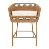 Tabouret de comptoir rivage - Rotin artisanal & aluminium satiné - vue 4