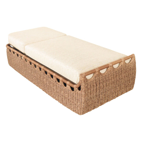 Chaise longue rivage - Rotin artisanal & aluminium satiné - vue 2