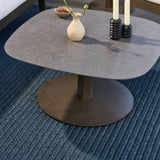 Table basse extérieure - Pierre mate & aluminium anthracite - vue 2