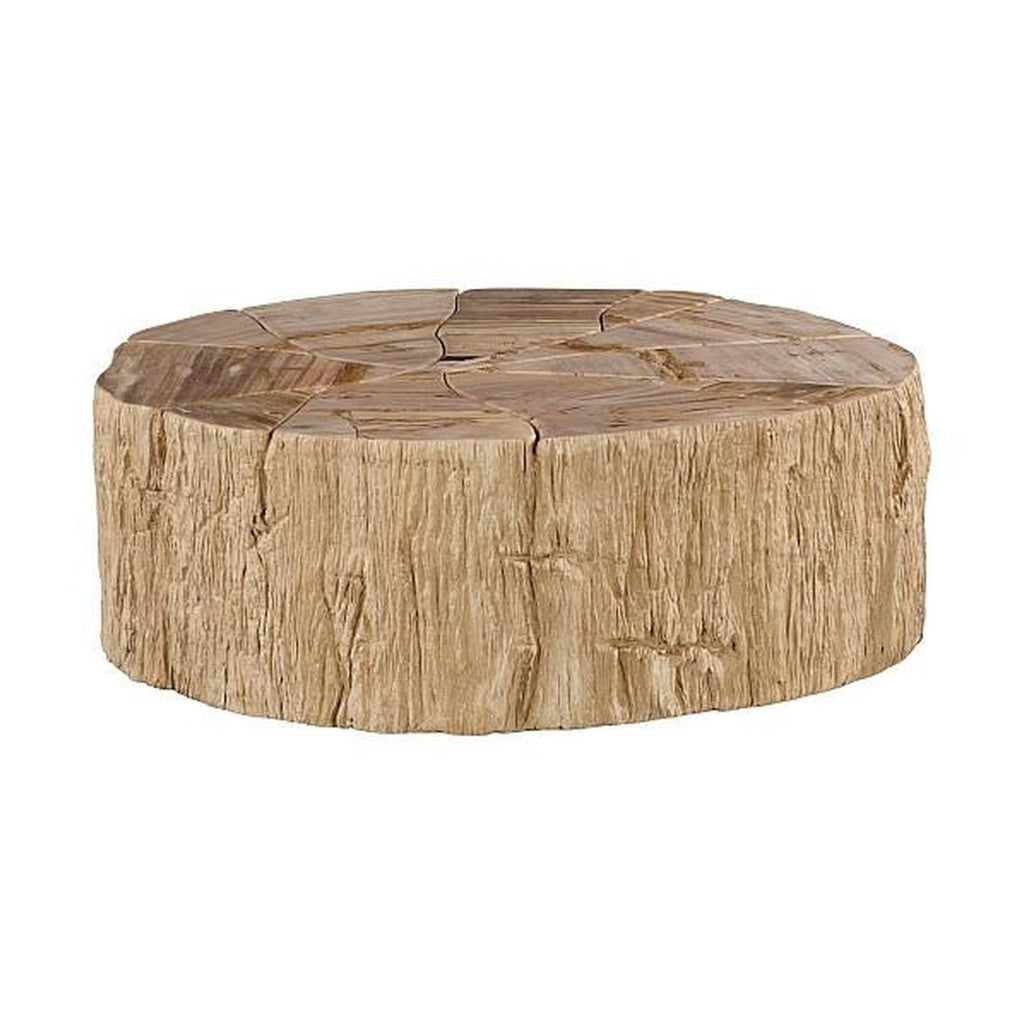 Table basse mosaïque - Bois pétrifié crème & résine
