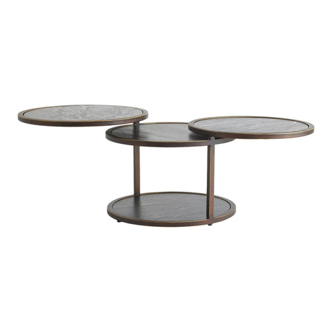 Table basse Eclipse - Marbre cuir gris & bronze doré - vue 4