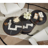 Table basse Eclipse - Marbre cuir gris & bronze doré - vue 4