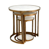 Tables gigognes Trio - Marbre blanc & aluminium bronze