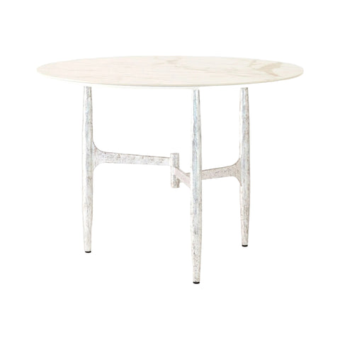 Table Ronde - Argent & Blanc Doré