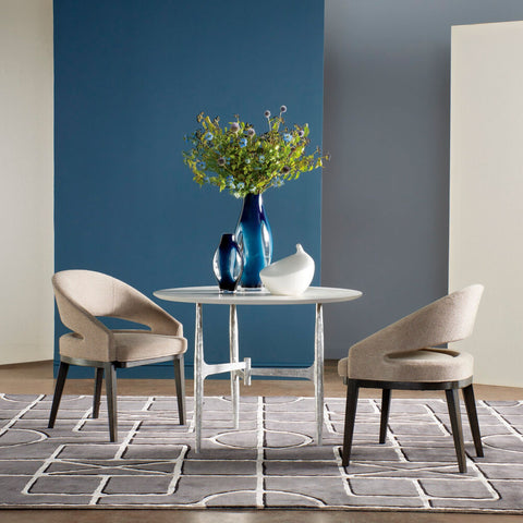 Table Ronde - Argent & Blanc Doré
