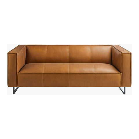 Sofa Épuré - Cuir Caramel & Base Noire