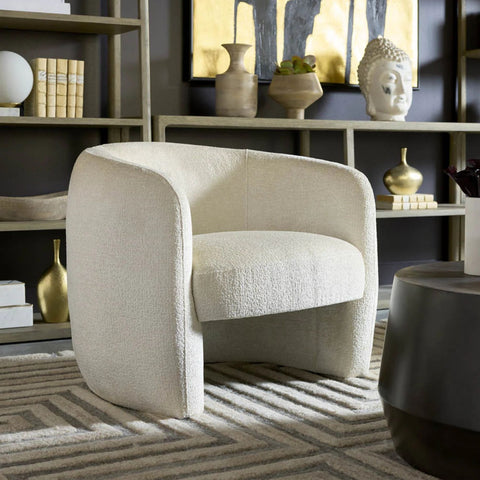 Fauteuil Lounge Mircea - Tissu Ivoire - vue 4