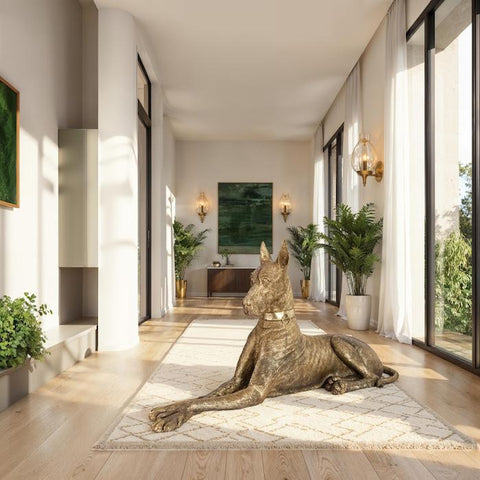 Dogue Doré - Sculpture Animalière Feuille d'Or, Droite - vue 5