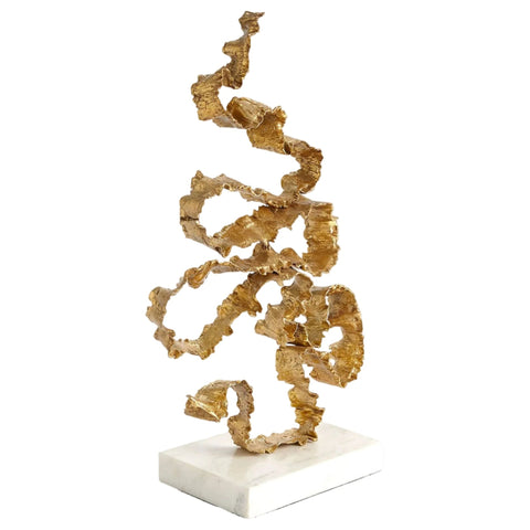 Sculpture Squiggles - Laiton & Marbre Blanc