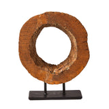 Objet Décoratif - Demi-Roue sur Socle Bois Naturel