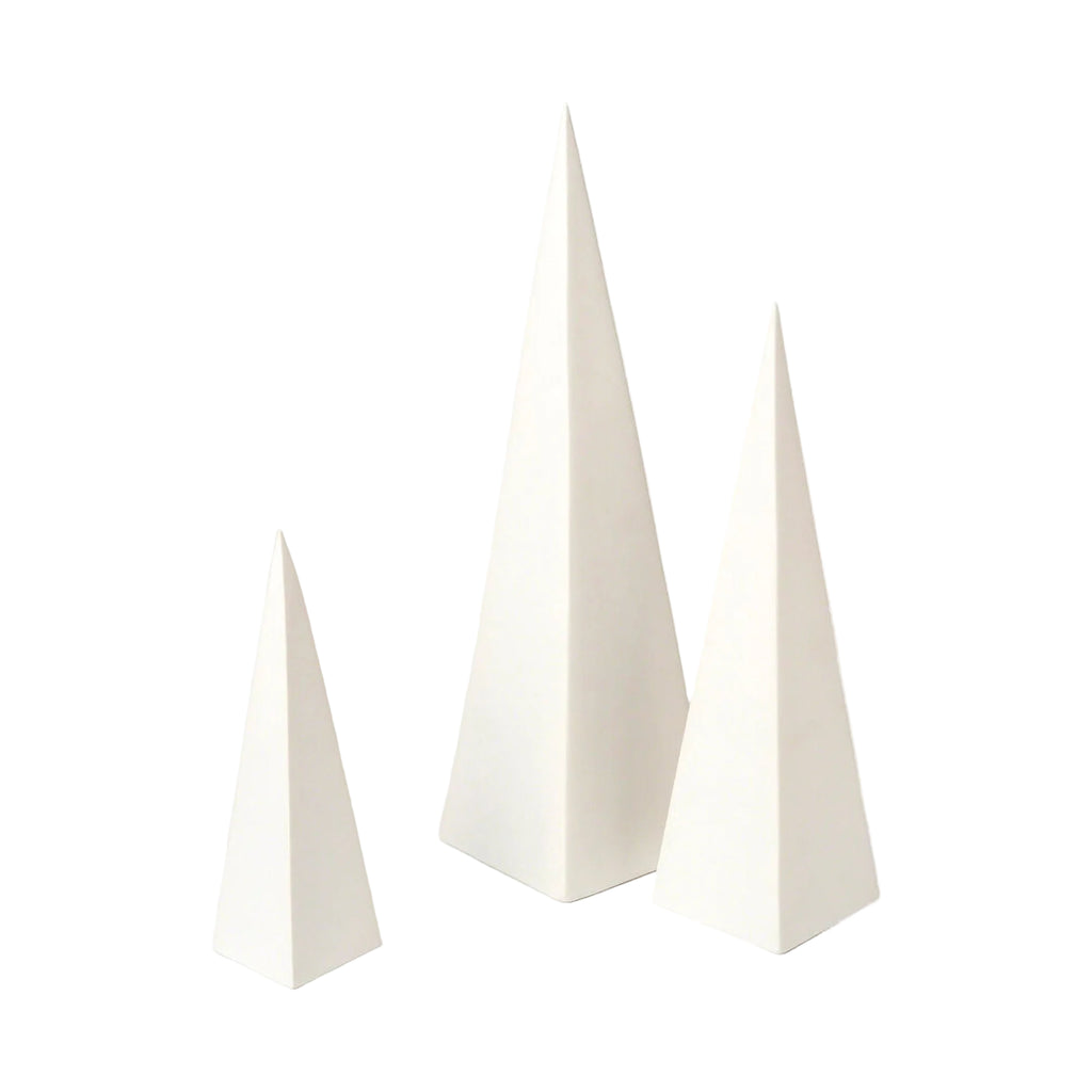 Objet décoratif - Pyramides Décoratives Blanc Mat - Set de 3
