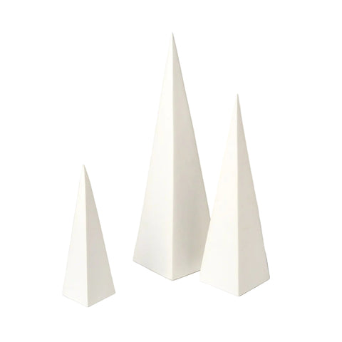 Objet décoratif - Pyramides Décoratives Blanc Mat - Set de 3