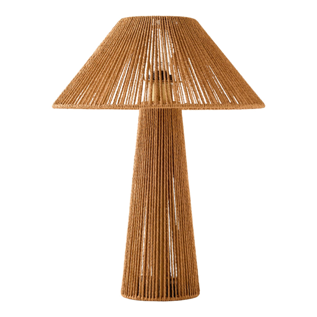 Lampe de table - corde & bois brun