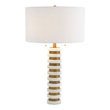 Lampe de table - marbre empilé blanc - vue 3