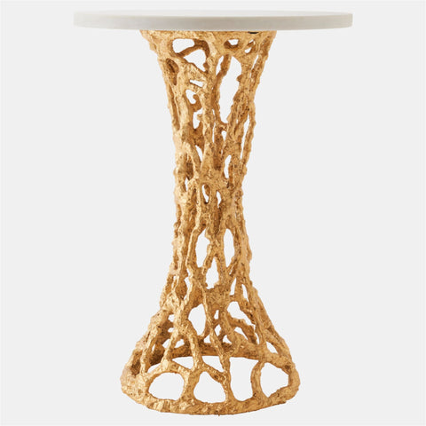 Table d'Appoint Or & Marbre Blanc