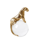 Sculpture | Jaguar sur Sphère de Cristal | Laiton