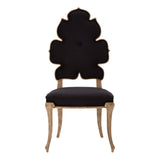 Chaise de salle à manger de velour noir luxueuse