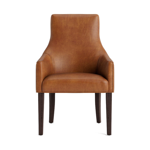 chaise de salle à manger avec accoudoirs en cuir cognac