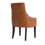 chaise de salle à manger avec accoudoirs en cuir cognac dos
