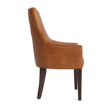 chaise de salle à manger avec accoudoirs en cuir cognac profil