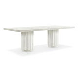 table rectangulaire en bois blanc cannelé vue trois quarts