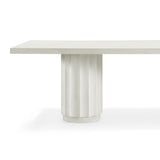 table rectangulaire en bois blanc cannelé base design