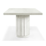 table rectangulaire en bois blanc cannelé profil