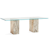table rectangulaire en onyx naturel vue trois quarts