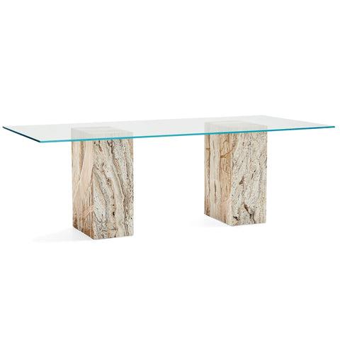 table rectangulaire en onyx naturel vue trois quarts